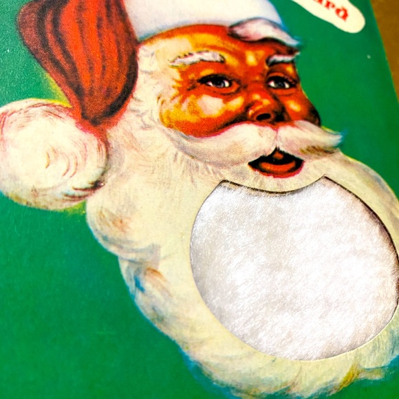 CHRISTMAS VTG 50’s FEEL SANTA CLAUS’ BEARD TOUCH AND FEEL HARDCOVER BOOK TAIWAN - Picture 12 of 14